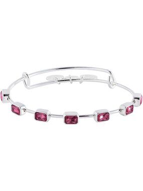 October Birthstone Bangle Shiny Silver Birthstone Emerald Cut Bangle Bracelet